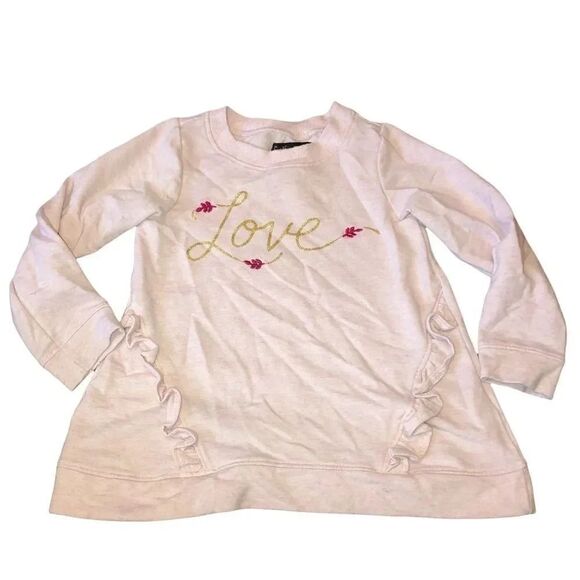 Cynthia Rowley Pink and Gold Love Tunic Sweatshirt Size 2T - Picture 1 of 5